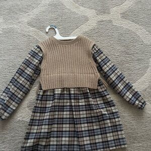 Zara Kids Dress in Brown and Gray Plaid
